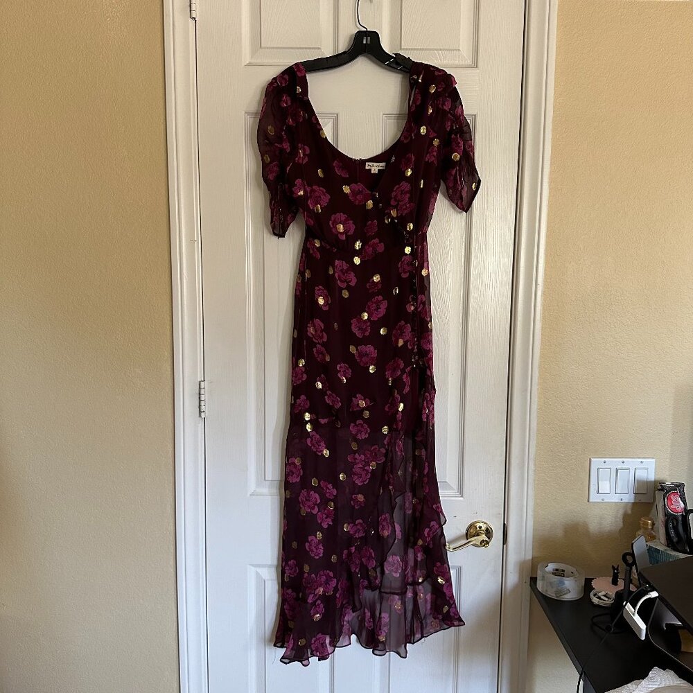 For Love & Lemons Sequined Floral Maxi Dress
